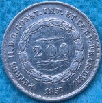 Moeda 200 Reis Prata 1857 Império Soberba Flor