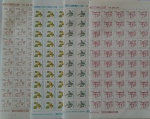 Kit 4 Folhas de Selos antigos com 110 selos cada