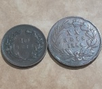 Kit 2 Moedas Estrangeiras 10 Reis 1892 e XX Reis 1884 Portugal