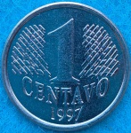 Moeda 1 Centavos 1997 Batida Dupla no Numero 1, centavo e data Flor de cunho Raríssima neste estado