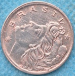 Moeda 20 Centavos 1970 Reverso horizontal Raríssima