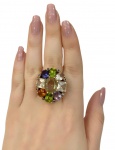 Lindo Anel em Ouro amarelo com Pedras coloridas, Peso:13,60Gr - Medida:18