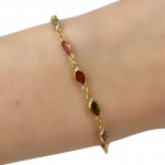 Pulseira em Ouro amarelo 18kt Fang, com Pedras coloridas, Medindo 18Cm - Peso:2,90Gr