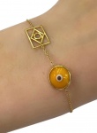 Pulseira em Ouro Amarelo 18Kt com Olho Grego, medida:16Cm de comprimento - Peso:2,30Gr