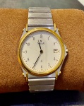 NATAN - Relógio Quartz, aço e ouro folheado, Extra Chato, Fundo branco, Medida:30mm