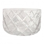Grande bowl em denso cristal Tcheco lapidado em facetas, formato circular. Mede 23cm diâmetro x 14cm.