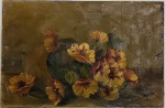 EDMEA MEANDA - Óleo sobre tela, "flores", assinada no canto inferior direito. Mede 27 x 41cm.