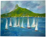 CLAUDIO FACIOLLI - (São Paulo 1955 ) - Obra em acrílica sobre tela, de estilo contemporâneo, intitulada "Brisa do mar", vista do Pão de Açúcar pela Baia de Guanabara, assinada no canto inferior esquerdo e verso, localizada Rio de Janeiro e datada. Mede 80 x 100cm. Acompanha certificado de autenticidade cedido pelo próprio artista.