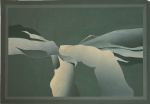 PIETRINA CHECCACCI  (Taranto, Itália , em 1941 ) - Obra sobre papel, intitulada "reanching the  green" assinada no canto inferior direito, datado 1987, numerada 37/99, proteção de vidro transparente, paspatur e moldura de madeira laqueada na cor verde. Medida da obra 65 x 95cm. Medida total 95 x 1,26cm.