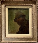 LUIS GRANNER Y ARRUFI, (Barcelona 1863 - Idem 1929) - Obra em óleo sobre tela, auto retrato do artista, assinado no canto inferior direito, protegido por moldura de madeira Kaminagai. Medida da obra 38 x 46cm. Medida total 65 x 73cm.
