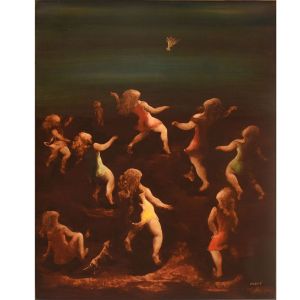 TERUZ, Orlando (1902 - 1984) Meninas jogando peteca, o.s.t. - 100 x 81 cm Assinado e datado 1975