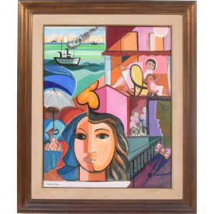 CÍCERO DIAS (1907  2003) Lembrança do Recife, o.s.t. - 92 x 73 cm. Ass. Década de 1940.