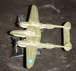 Colecionismo - Maisto - Réplica de Avião Militar, modelo P-38 LIGHTNING em metal e plástico. 13 x 10cm
