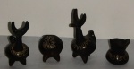 Quatro peças chilenas de terracota polida em miniaturas com pequenos defeito.