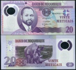 LINDA CÉDULA DE POLÍMERO DE MOÇAMBIQUE - 20 METICAIS 2017 FLOR DE ESTAMPA