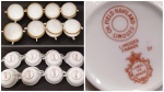 LIMOGES FRANCE - Belo jogo com 16 consumês em porcelana francesa Limoges -  borda vermelha com larga