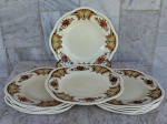 Doze pratos principais  ingleses WOOD'S IVORY WARE. Diãmetro 24 cm .