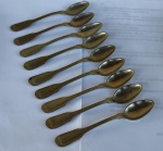 Nove colheres pequenas para café , todas ALPACA com marca e em bom estado de conservação . Medida : 11 cm .
