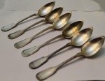 CHRISTOFLE : Conjunto de 6 (seis ) colheres da renomada marca francesa , sendo todas as peças marcadas e em bom estado de conservação , medindo aproximadamente 21 cm.