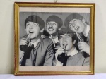 THE BEATLES : Quadro fotográfico retratando os 4 (quatro ) integrantes do famoso conjunto - anos 70. Mede 40 x 37 cm