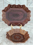 Duas bandejas tipo cestas para uso na mesa com pães ,biscoitos etc...ou para uso como decoração medem  32 x 24 cm e e a redonda 22,5 cm.