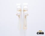 Brincos Ouro Amarelo 18K com 60 Pontos de Diamantes, Lapidação: Brilhante, Cor: IJ e Pureza: VSI, Pé