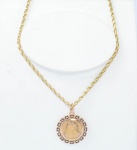 Cordão 53cm 18,5g  Virgem Maria em ouro amarelo Português  medidas: 2,5 cm - peso 7,1g