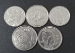 LOTE DA FAUNA BRASILEIRA.  PEIXE BOI/ ACARÁ./  TARTARUGA./ ARARA/ TAMANDUA.  5 MOEDAS SOBERBAS.