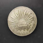MÉXICO - Moeda de 8 reales de 1849 Prata 0.900, 27.07g,  38.9mm, em excelente estado de conservação