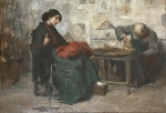 Roberto Fontana (Itália, 1844 / 1907). Óleo sobre tela. Med. 48 x 68; Com mold. 63 x 86 cm.