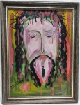 Cid Serra Negra - Rosto de Cristo com coroa de espinhos, Óleo sobre placa, ACIE, medida interna: 53