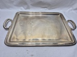 Bandeja retangular com 2 alças em prata 90 Cristofoli. Medindo 41cm x 36cm x 50cm alça alça.