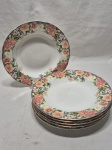 Jogo de 6 pratos fundos de massa, sopa em porcelana Royal Bone Chine, Tropical Paradise, Tai landes. Medindo 22,5cm de diâmetro.