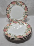 Jogo de 6 pratos rasos de mesa em porcelana Royal Bone Chine, Tropical Paradise, Tailandes. Medindo 27cm de diâmetro.