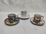 Lote de 3 xícaras de café em porcelanas diversas para colecionador.