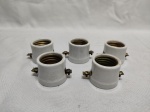 Jogo de 5 bocais de lâmpada em porcelana branca. Medindo 4cm x 3,5cm.
