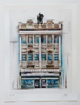 Vitório Gheno. Gravura giclée "LIVRARIA DO GLOBO  século20 entrada Rua da Praia (com os andares
