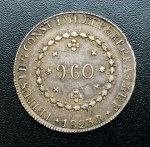 Moeda do Brasil - Raro Patacão 960 Reis 1823 R - P-504 ( 28 Tulipas ) - Prata (.896) - 26,89 g - 40