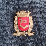 PIN BOTON - BRASÃO PREFEITURA SÃO PAULO - METAL DOURADO - MEDIDA APROXIMADA 2 CM