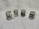Jogo de 4 xícaras de café sem pires em porcelana Suiça Langenthal com paisagem da suiça. Medindo 5cm x 7cm de altura.