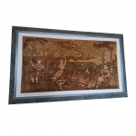 Tapeçaria Gobelin representando festa popular, o paspatour preciosa de higienização,  122 x 64 e 143 x 89 cm.