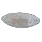 Centro de mesa navete em cristal europeu lapidado, 32 x 16, Alt. 7 cm.