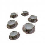 Seis xícaras para café em porcelana pintadas à mão com policromia, Diam. 7, Alt. 7 cm.