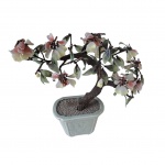 Vaso em cerâmica com "bonsai chinês" flores de cerejeira vitrificadas, apresentam leves danos, vaso 14 x 10, árvore,  Com. 33 cm.