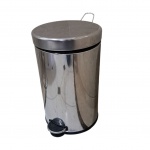 Lixeira em inox  de pedal, Alt. 40, Diam. 25 cm.