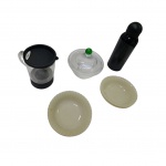 Diversos: 5 bowls  Colorex  na cor creme para sobremesa, 1 açucareiro em acrílico, 1 Coffee mixer a pilha não testado e uma garrafa de água brinde da Sephora, Diam. 12 e  Diam. 13, Alt. 14 cm.