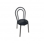 Cadeira estilo Thonet Benthwood executada em metal tubular na cor preta, Diam. 38, Alt. 87 cm.