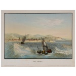 Rio Janeiro. Litografia a cores. Schwabe, Malerisches Universum. Berlin, Alemanha, 1840. 16 x 26 cm (MT). Obra sem Moldura.