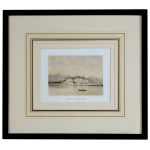 C. THORNAM  Parte do Porto do Rio de Janeiro. C. THORNAM, artista dinamarquês. Rara litografia original em cor sépia da região onde se desenvolvera o porto do Rio de autoria de um artista viajante escandinavo. Instituto Litográfico Tegner & Kittenorff,. Copenhagen, início do séc. XIX. 19 x 24 cm (MI). 45 x 50 cm (MT).