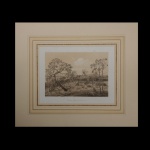 HERMANN BURMEISTER (1807-1892)  Campo perto da Lagoa Santa. Paisagem do Brasil. Viagens nas províncias do Rio de Janeiro e Minas Gerais. Rara litografia original em sépia do álbum editado na Alemanha, Berlim em 1853. Gráfica Georg reimer. Proveniência: Book Store Flower  Londres (com timbre). 32 x 49 cm (MI). 57 x 66 cm (ME).